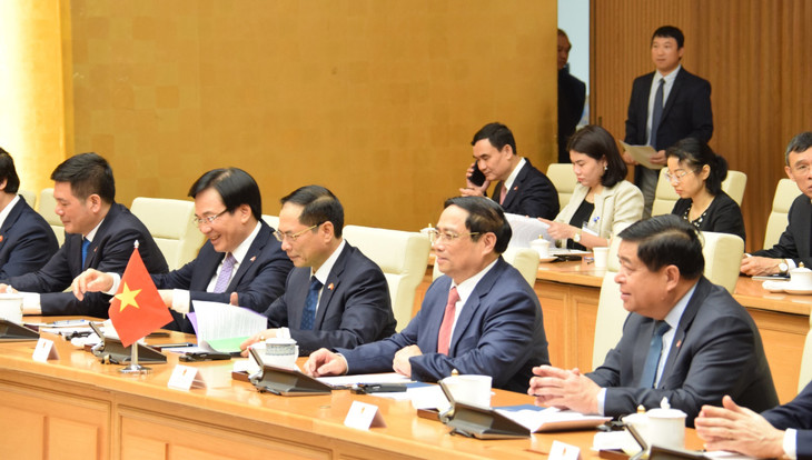 Thủ tướng Phạm Minh Chính và Đoàn đại biểu cấp cao Việt Nam tại hội đàm. Ảnh: VOV Thủ tướng Phạm Minh Chính và Đoàn đại biểu cấp cao Việt Nam tại hội đàm. Ảnh: VOV