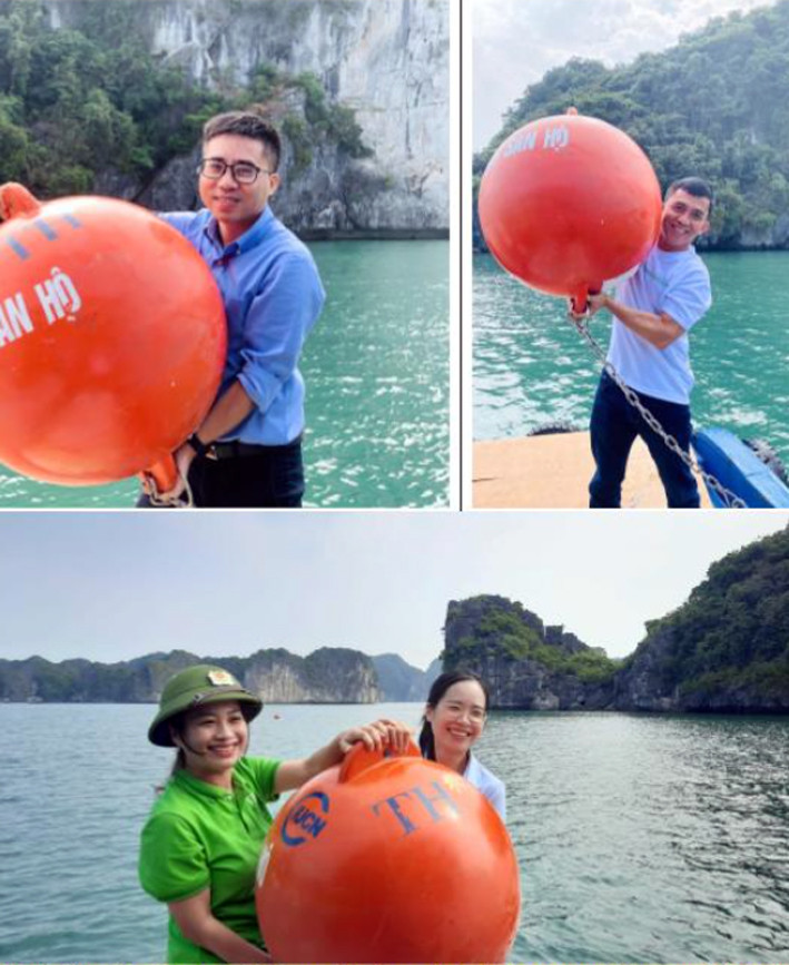 Cán bộ nhân viên Tập đoàn TH trực tiếp tham gia thả phao neo tại khu vực biển Giỏ Cùng - VQG Cát Bà. Cán bộ nhân viên Tập đoàn TH trực tiếp tham gia thả phao neo tại khu vực biển Giỏ Cùng - VQG Cát Bà.