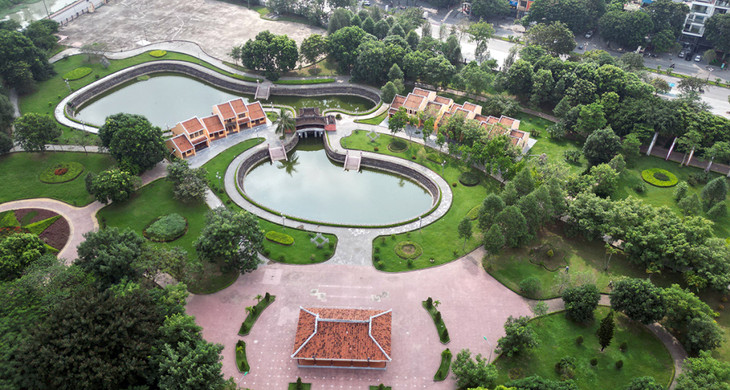 Mô hình chùa Cầu, phố Hội lấy nguyên mẫu từ Hội An, tỉnh Quảng Nam trong khuôn viên công viên Hội An