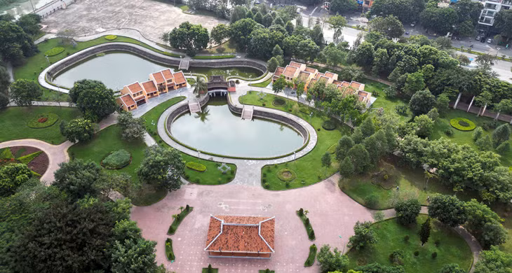 Mô hình chùa Cầu, phố Hội lấy nguyên mẫu từ Hội An, tỉnh Quảng Nam trong khuôn viên công viên Hội An