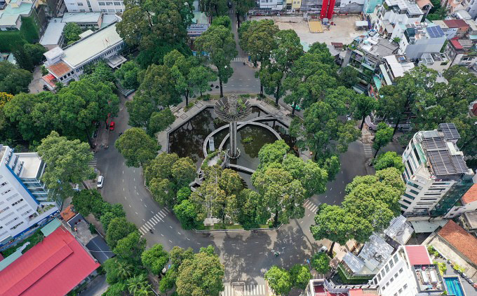 Khu vực Hồ Con Rùa nhìn từ trên cao Khu vực Hồ Con Rùa nhìn từ trên cao