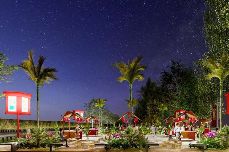 Mô hình gian hàng ở phố đêm Hoàng thành Huế