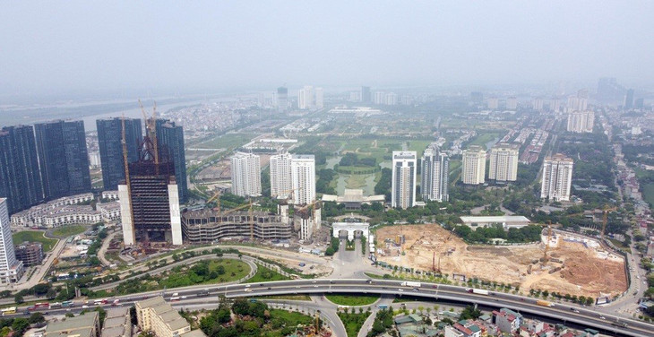 Dự án VietinBank Tower đang xây dựng dở dang nhiều năm tại Khu đô thị Ciputra (Tây Hồ, Hà Nội)