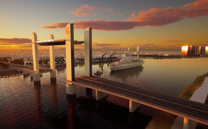 Phối cảnh cầu Thủ Thiêm 4, công trình thiết kế nâng hạ nhịp chính Phối cảnh cầu Thủ Thiêm 4, công trình thiết kế nâng hạ nhịp chính