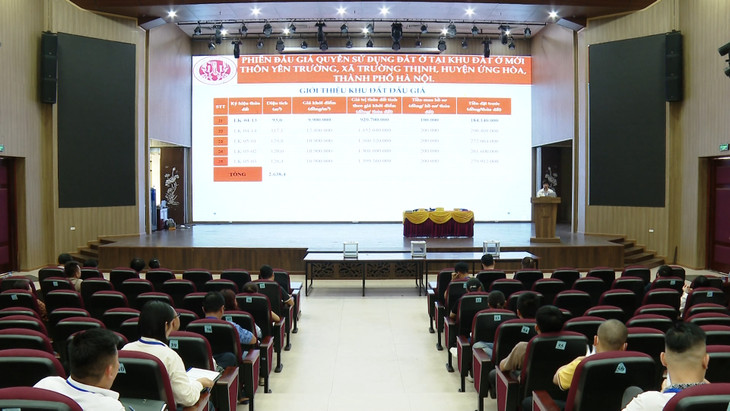 Quang cảnh phiên đấu giá. Ảnh: UBND huyện Ứng Hòa