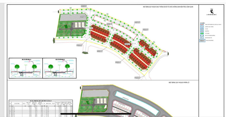 Mặt bằng quy hoạch không gian tại khu đấu giá. Ảnh: Trung tâm Phát triển quỹ đất huyện Mê Linh