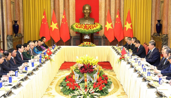 Chủ tịch nước Lương Cường hội đàm với Tổng Bí thư, Chủ tịch nước Trung Quốc Tập Cận Bình. Ảnh: TTXVN