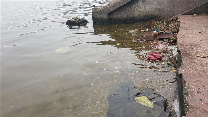 Nhiều người dân không dám đến gần mặt hồ vì mùi hôi tanh bốc lên khó chịu Nhiều người dân không dám đến gần mặt hồ vì mùi hôi tanh bốc lên khó chịu