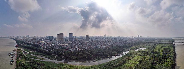 Hình ảnh Panorama toàn bộ khu vực trong tương lại sẽ là vùng lõi của quy hoạch sông Hồng.