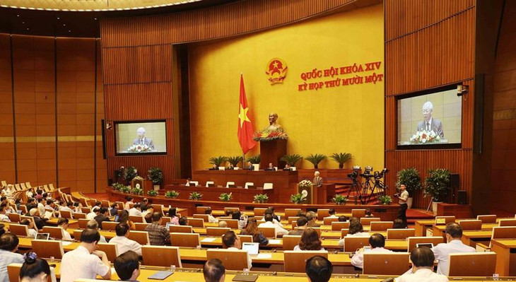 Chủ tịch nước Nguyễn Phú Trọng trình Quốc hội miễn nhiệm chức vụ Thủ tướng Chính phủ đối với ông Nguyễn Xuân Phúc. Ảnh: TTXVN