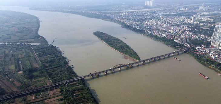 Một góc quận Long Biên và quận Hoàn Kiếm nằm trong vùng quy hoạch nhìn từ trên cao.