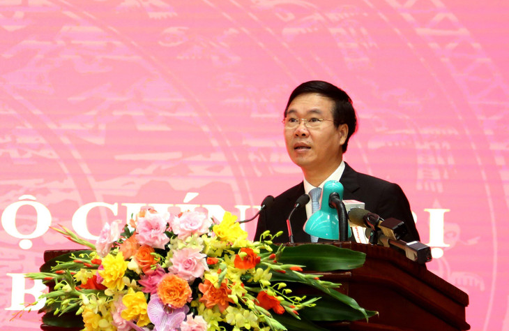 Thường trực Ban Bí thư Võ Văn Thưởng phát biểu tại lễ công bố. Ảnh: VGP