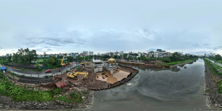 Đập dâng đầu tiên đang sắp hoàn thành trên sông Tô Lịch