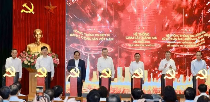 Tổng Bí thư Tô Lâm, Thủ tướng Phạm Minh Chính ấn nút khai trương, ra mắt 3 nền tảng số phục vụ giám sát triển khai Nghị quyết 57