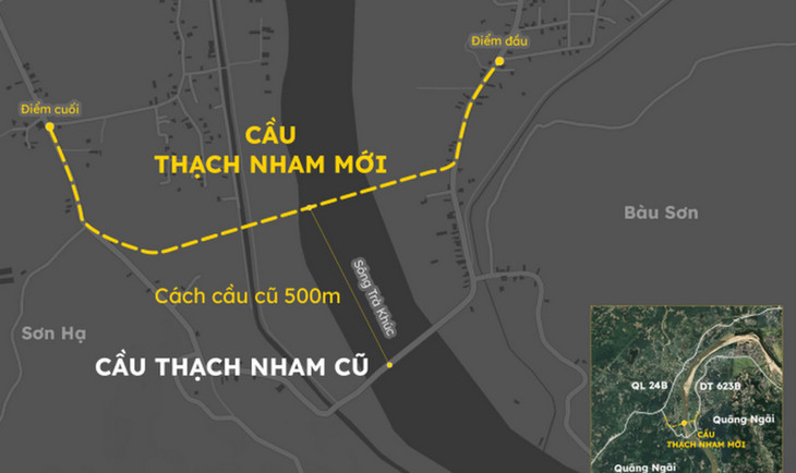 Vị trí xây dựng cầu Thạch Nham mới