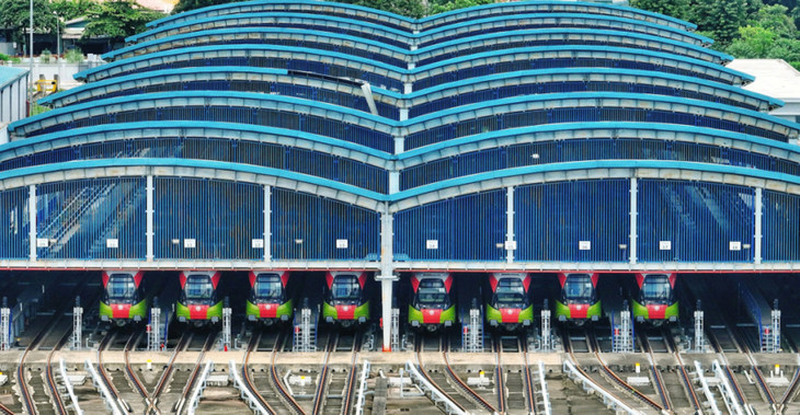 Tàu của tuyến metro Nhổn - ga Hà Nội nằm ở Depot Nhổn Tàu của tuyến metro Nhổn - ga Hà Nội nằm ở Depot Nhổn
