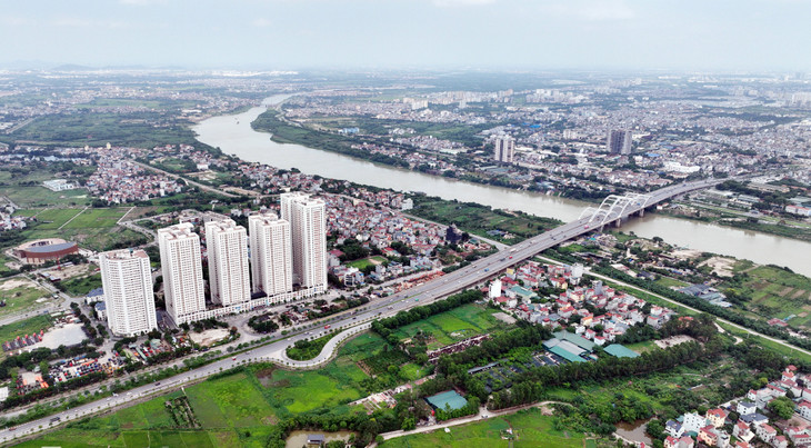 Một góc huyện Đông Anh nhìn từ trên cao