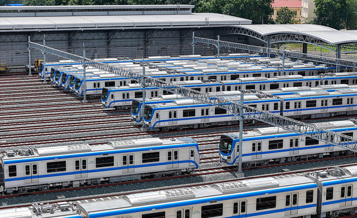 Các đoàn tàu Metro số 1 ở Depot Long Bình, TP. Thủ Đức, TP.HCM