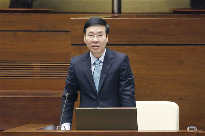 Đồng chí Võ Văn Thưởng, Ủy viên Bộ Chính trị, Thường trực Ban Bí thư phát biểu. Ảnh: TTXVN