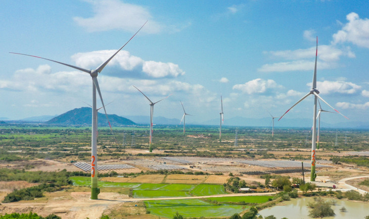 Dự án điện gió trên đất liền ở Ninh Thuận, vận hành thương mại. Ảnh minh họa