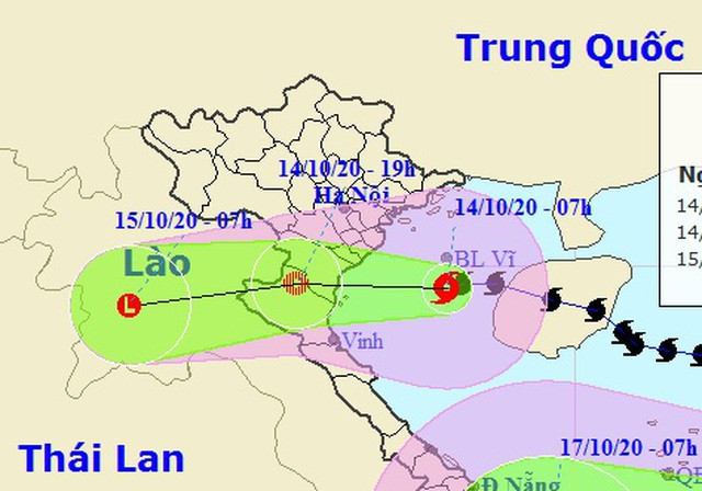 Vị trí và hướng di chuyển của bão số 7. (Ảnh: NCHMF).