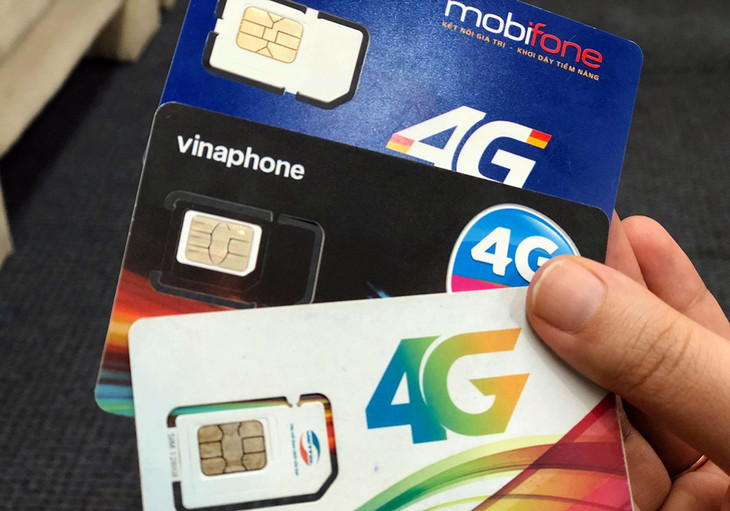 SIM của ba nhà mạng Mobifone, Vinaphone và Viettel