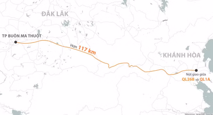 Hướng tuyến cao tốc Khánh Hoà - Buôn Mê Thuột