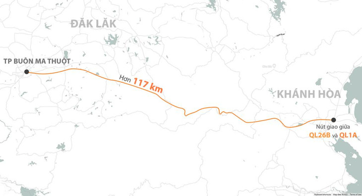 Hướng tuyến cao tốc Khánh Hoà - Buôn Mê Thuột