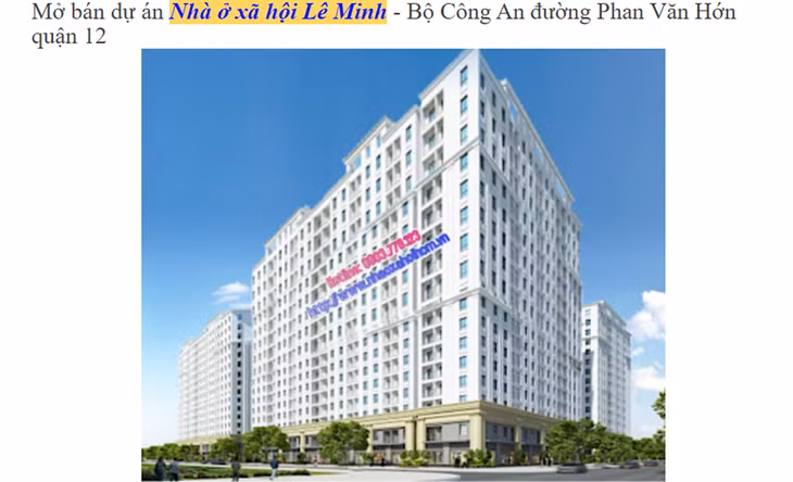 Ảnh chụp màn hình dự án nhà ở xã hội được giới thiệu tại quận 12 nhưng bị cảnh báo dự án "ma"