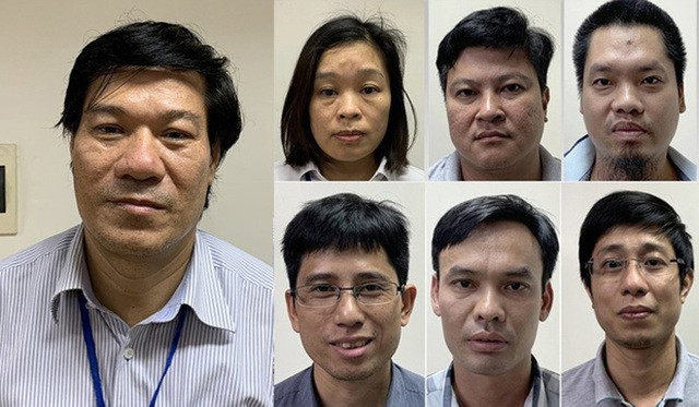 Cựu Giám đốc CDC Hà Nội Nguyễn Nhật Cảm (trái) cùng các đồng phạm.