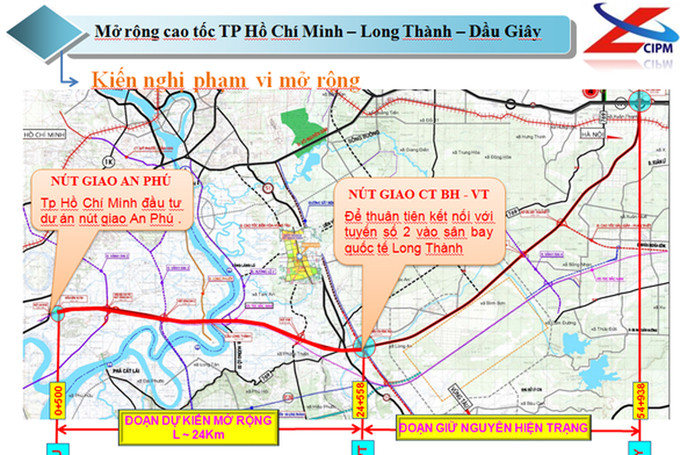 Phương án mở rộng cao tốc TP.HCM - Long Thành - Dầu Giây Phương án mở rộng cao tốc TP.HCM - Long Thành - Dầu Giây