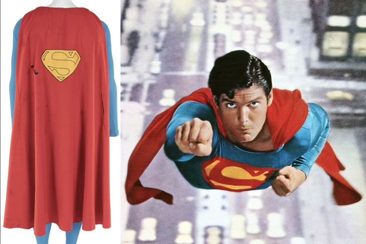 Một điểm nổi bật khác của phiên đấu giá là chiếc áo choàng Superman Cape, bán thành công ở mức giá 110.000 USD (khoảng 2,5 tỷ đồng). Chiếc áo choàng này được diễn viên Christopher Reeve mặc trong bộ phim Superman đầu tiên, Superman II và có thể là Superman III, nó được sử dụng trong những cảnh bay lượn của siêu anh hùng này. Ảnh: Newatlas. Một điểm nổi bật khác của phiên đấu giá là chiếc áo choàng Superman Cape, bán thành công ở mức giá 110.000 USD (khoảng 2,5 tỷ đồng). Chiếc áo choàng này được diễn viên Christopher Reeve mặc trong bộ phim Superman đầu tiên, Superman II và có thể là Superman III, nó được sử dụng trong những cảnh bay lượn của siêu anh hùng này. Ảnh: Newatlas.