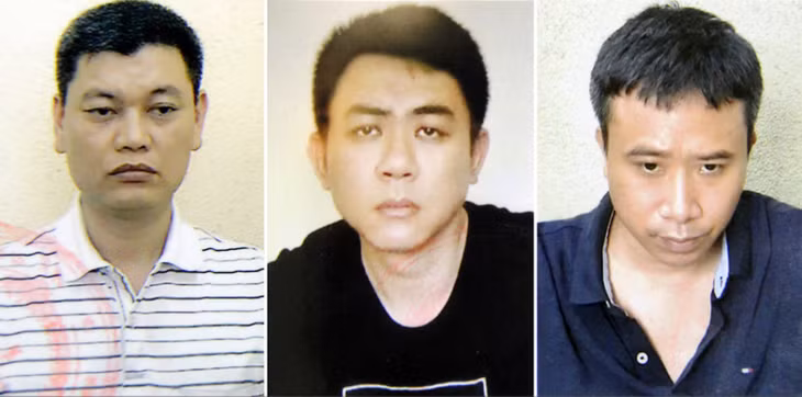 Ba bị can Nguyễn Anh Ngọc, Nguyễn Hoàng Trung, Phạm Quang Dũng (Từ trái qua phải)