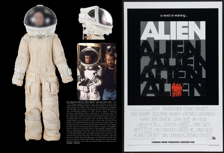 Bộ trang phục vũ trụ có giá trị nhất trước đây là từ bộ phim khoa học viễn tưởng Alien (1979) do nhân vật Ripley mặc, vai diễn do Sigourney Weaver thủ vai. Bộ đồ được bán với giá 204.800 USD tại một buổi đấu giá vào tháng 6/2018. Ảnh: Newatlas. Bộ trang phục vũ trụ có giá trị nhất trước đây là từ bộ phim khoa học viễn tưởng Alien (1979) do nhân vật Ripley mặc, vai diễn do Sigourney Weaver thủ vai. Bộ đồ được bán với giá 204.800 USD tại một buổi đấu giá vào tháng 6/2018. Ảnh: Newatlas.
