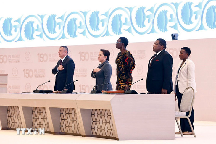 Các đại biểu tại Lễ khai mạc IPU-150. Ảnh: TTXVN Các đại biểu tại Lễ khai mạc IPU-150. Ảnh: TTXVN