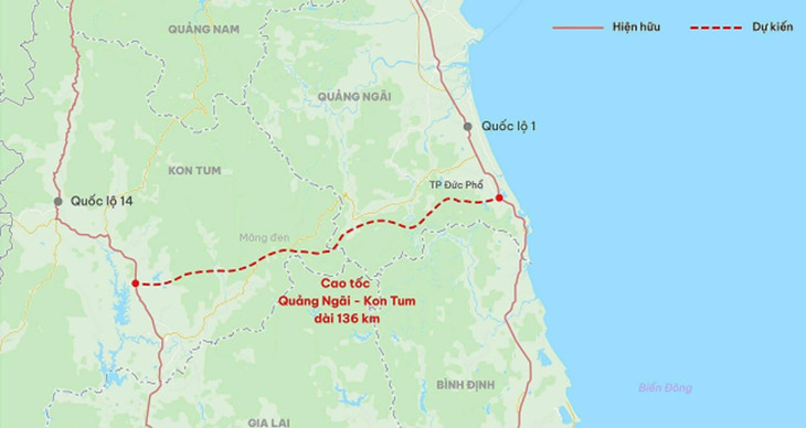 Hướng tuyến cao tốc nối Quảng Ngãi - Kon Tum qua thị trấn Măng Đen Hướng tuyến cao tốc nối Quảng Ngãi - Kon Tum qua thị trấn Măng Đen