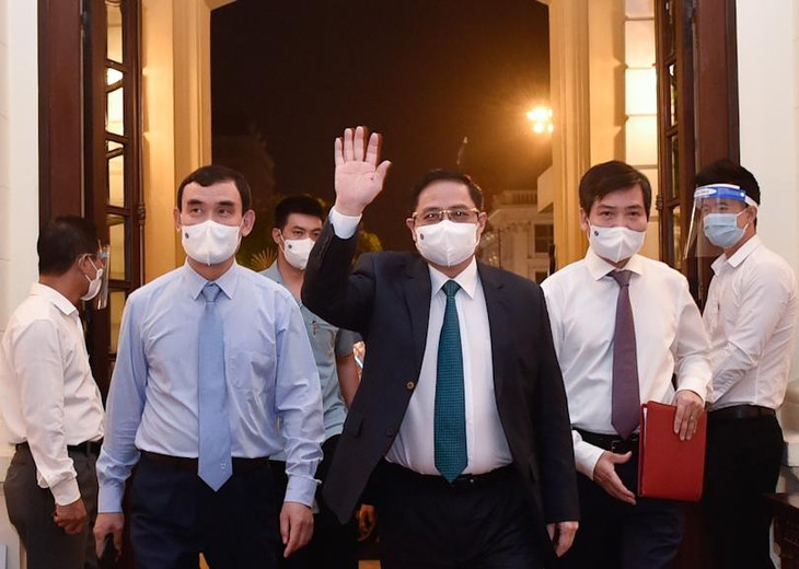 Thủ tướng Chính phủ Phạm Minh Chính dự Lễ ra mắt Quỹ vaccine phòng chống COVID-19. Ảnh VGP