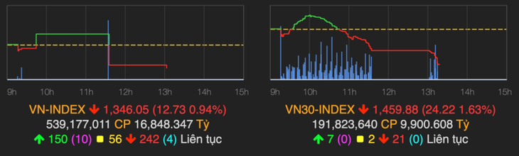 VN-Index tiếp tục lao dốc trong phiên sáng 8/6