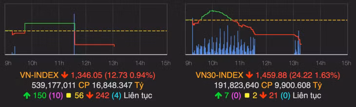VN-Index tiếp tục lao dốc trong phiên sáng 8/6