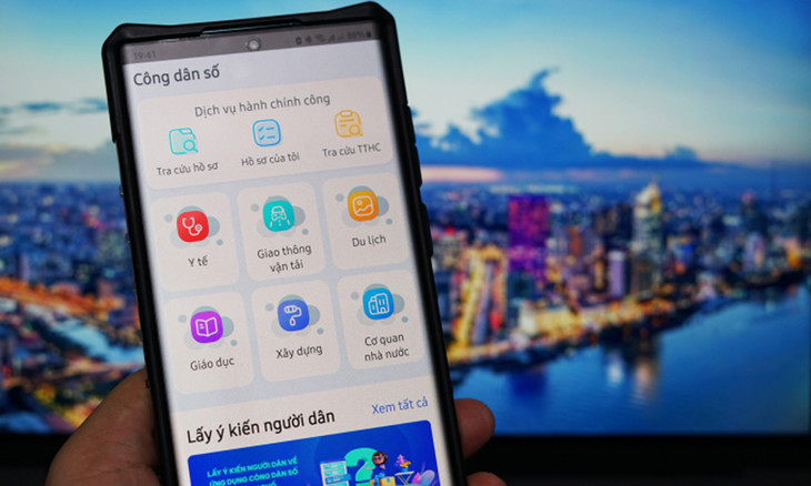 Giao diện App Công dân số TP.HCM