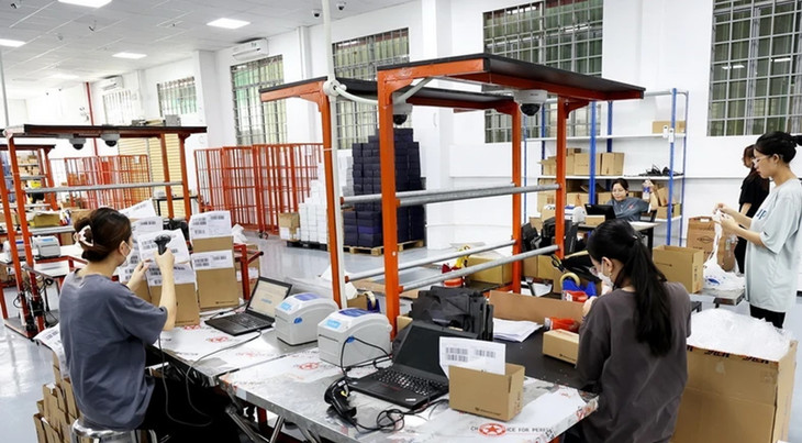 Nhân viên đóng gói, xuất đơn hàng trong một công ty thương mại điện tử tại thành phố Thủ Đức, TP.HCM