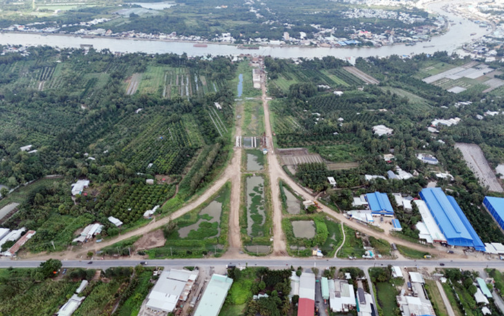 Điểm kết nối giữa Quốc lộ 61C và đường Vành đai phía Tây Cần Thơ đang thi công
