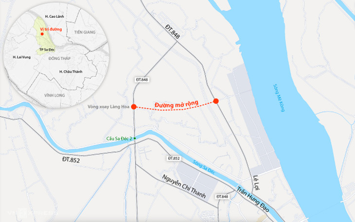 Hướng tuyến đường được mở rộng Hướng tuyến đường được mở rộng