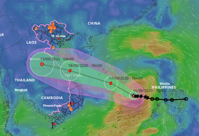 Hướng di chuyển của bão số 5