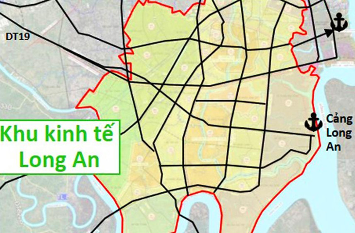 Sơ đồ Khu Kinh tế Long An 32.000 ha tại Cần Giuộc và Cần Đước