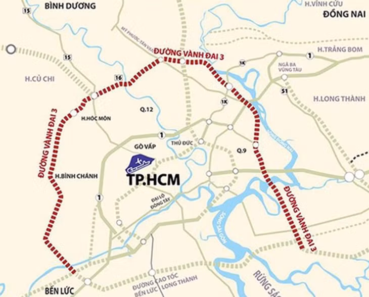 Sơ đồ đường Vành đai 3 TP.HCM