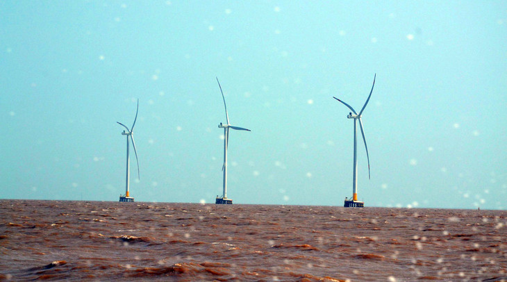 Một trong 5 dự án điện gió trên địa bàn tỉnh Tiền Giang đã phát điện