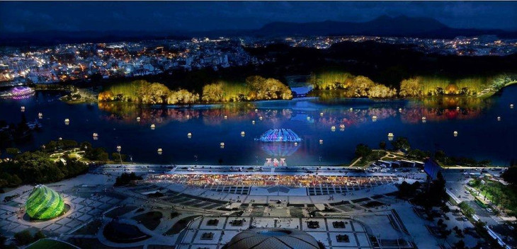 Phối cảnh chiếu sáng nghệ thuật hồ Xuân Hương về đêm Phối cảnh chiếu sáng nghệ thuật hồ Xuân Hương về đêm