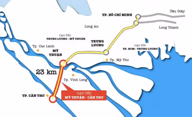 Sơ đồ toàn tuyến cao tốc TP.HCM - Cần Thơ