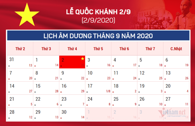 Năm 2021, Quốc khánh 2/9 người lao động sẽ được nghỉ 2 ngày liền kề